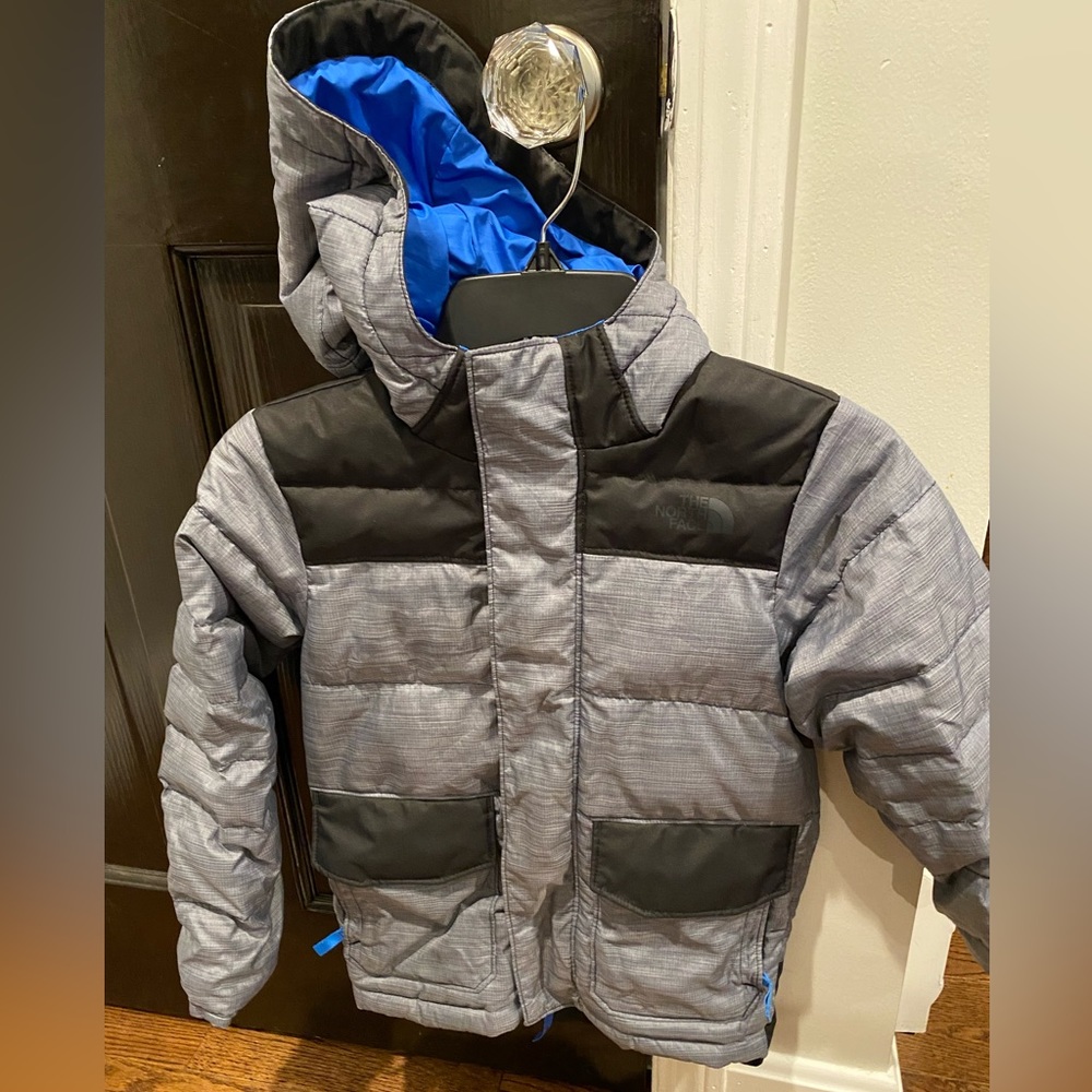 Boys The North Face Winter Jacket size 8 small EUC Like New Blue Grey Warm